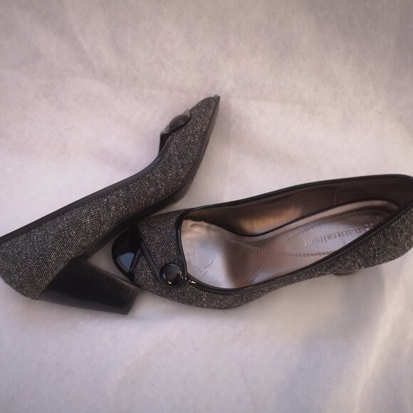 Naturalizer Ladies Size 8.5M Black & Grey Tweed Peep Toe Pumps - Picture 3 of 11